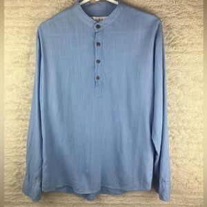 D. LAND Blue Pop Over Shirt Parsons Collar